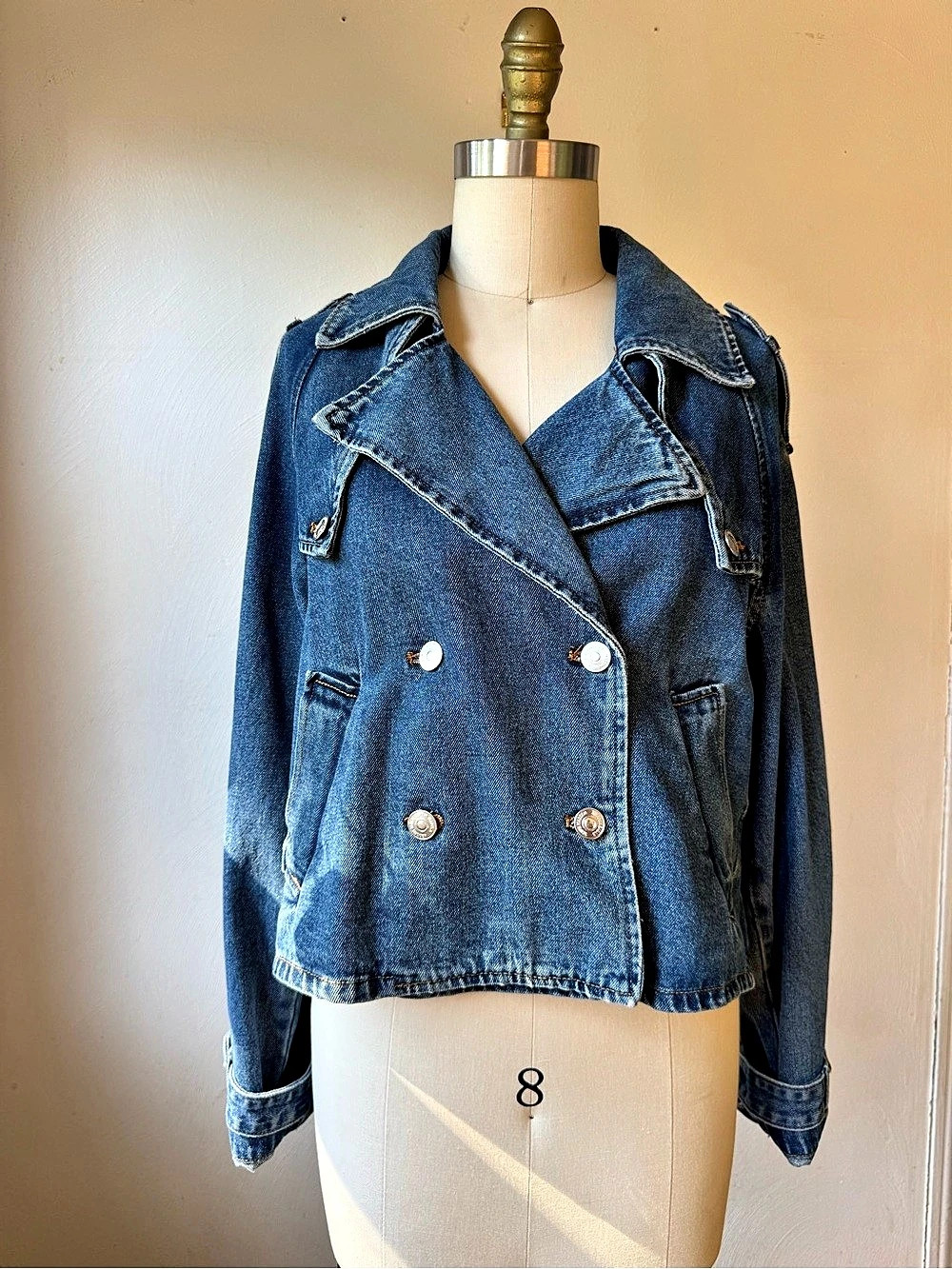 Like New Steve Madden Denim Cropped Jacket Size